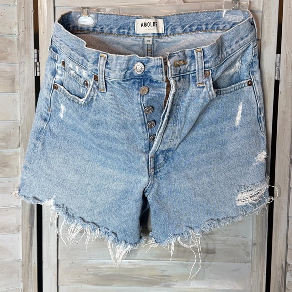 Agolde Parker Long denim blue jeans shorts in Swapmeet size 26 style A9010-811 - Picture 3 of 11